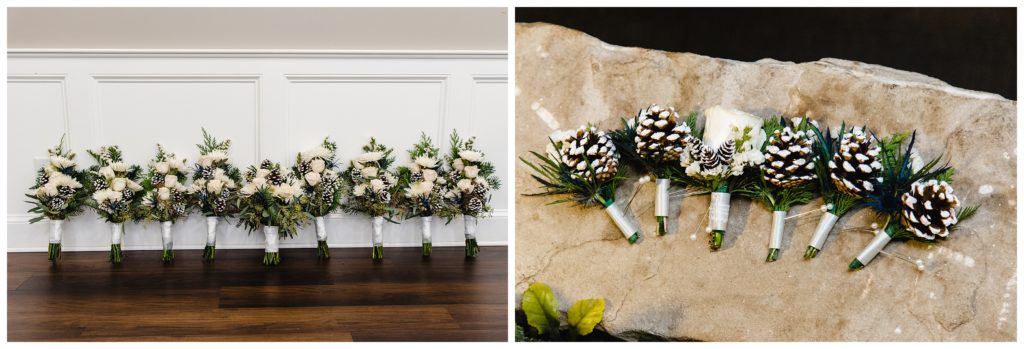 bouquets and boutonnieres at laube hall, freeport, pa