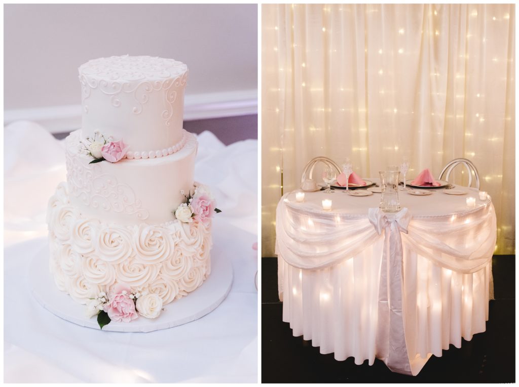 pretty cream wedding cake and sweetheart table salvatore's events and catering