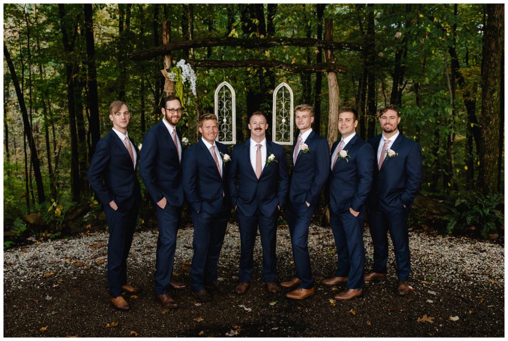 groomsmen in woods