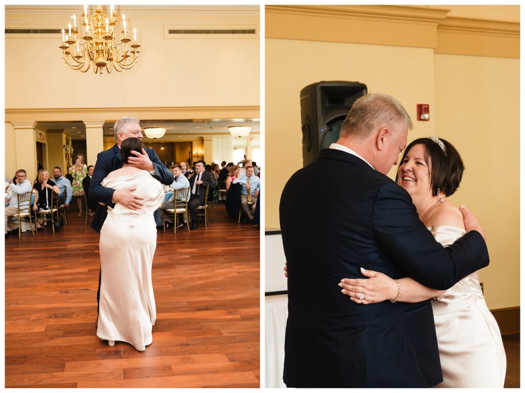 Bride and groom share first dance at valley brook country club wedding